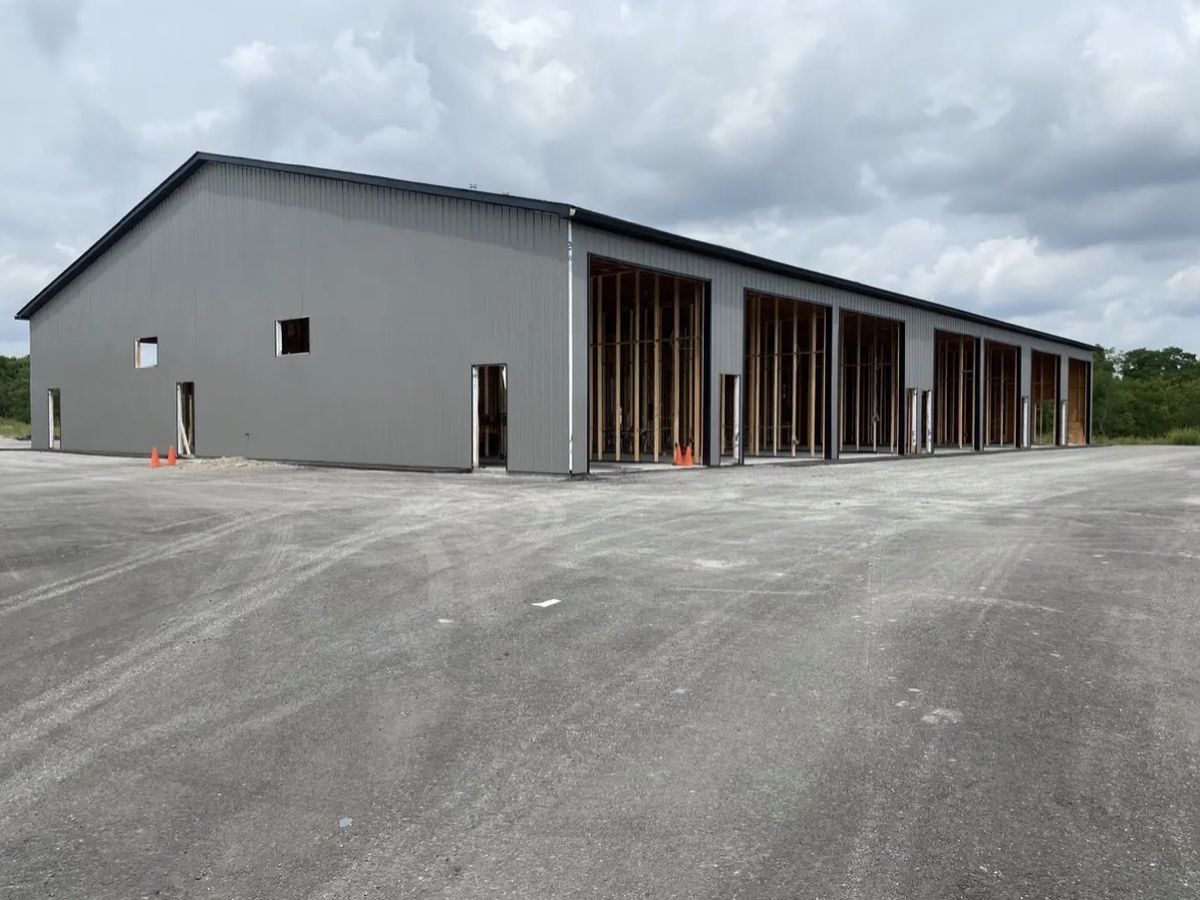 Ground-up storage condo building under construction at Triple Crown Storage Condos, Elsmere, Kentucky